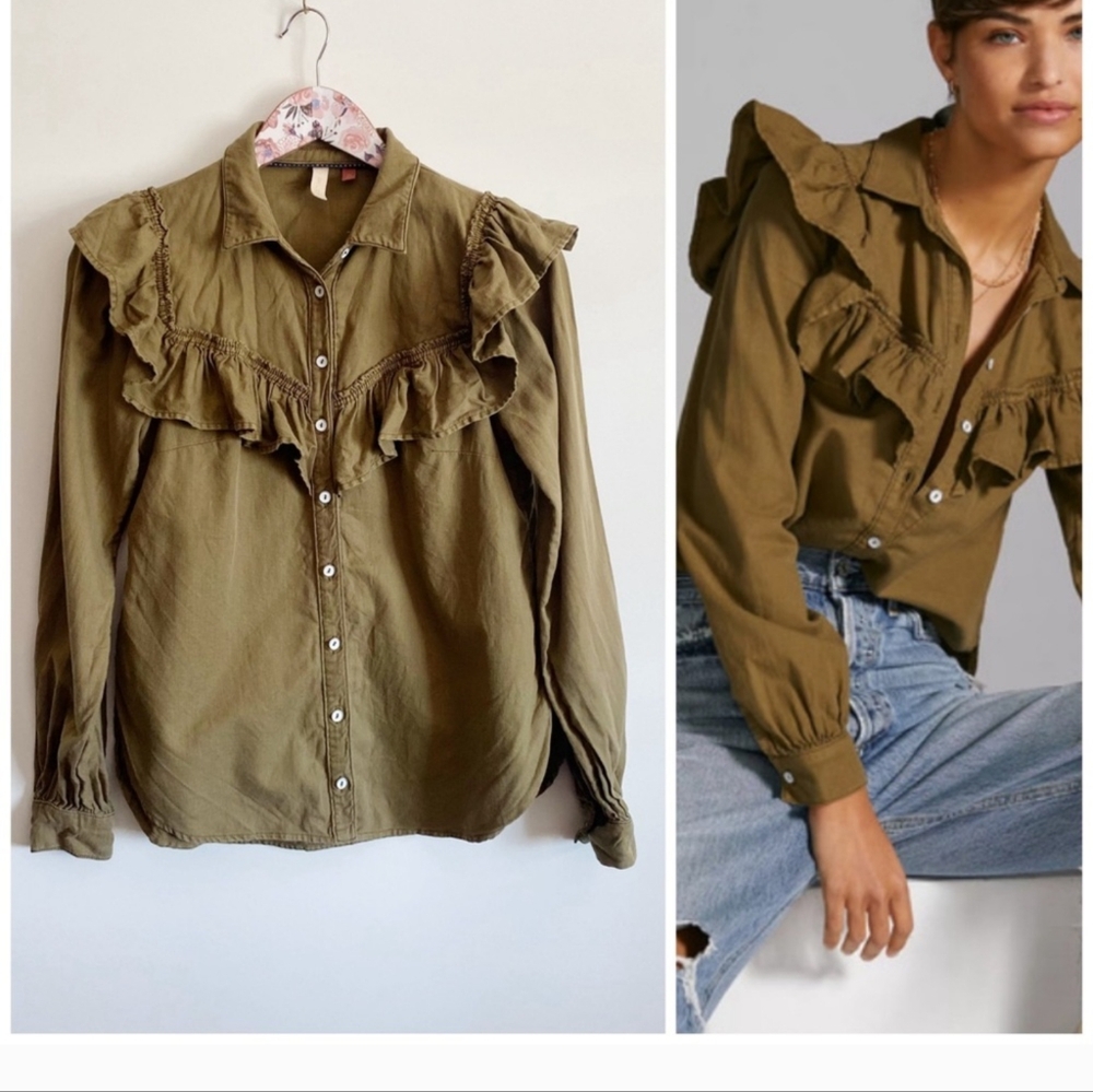 Pilcro Anthropologie medium ruffled blouse NWT